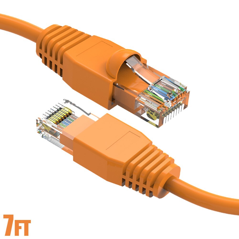 7FT Cat6A RJ45 Ethernet LAN Network UTP Patch Cable Copper Gold 24AWG Orange