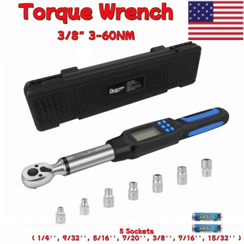 3/8" 3-60NM Digital Torque Wrench Adjustable Torque Wrench +3/8'' Adapter
