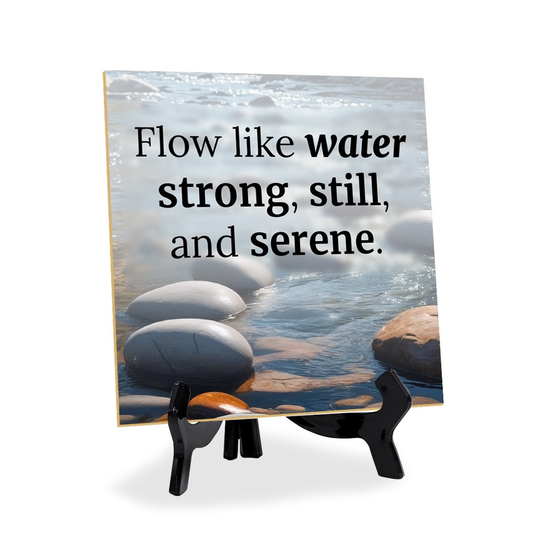 Calm & Centered Table Signs 5"x 5" Square Table Sign With Acrylic Easel