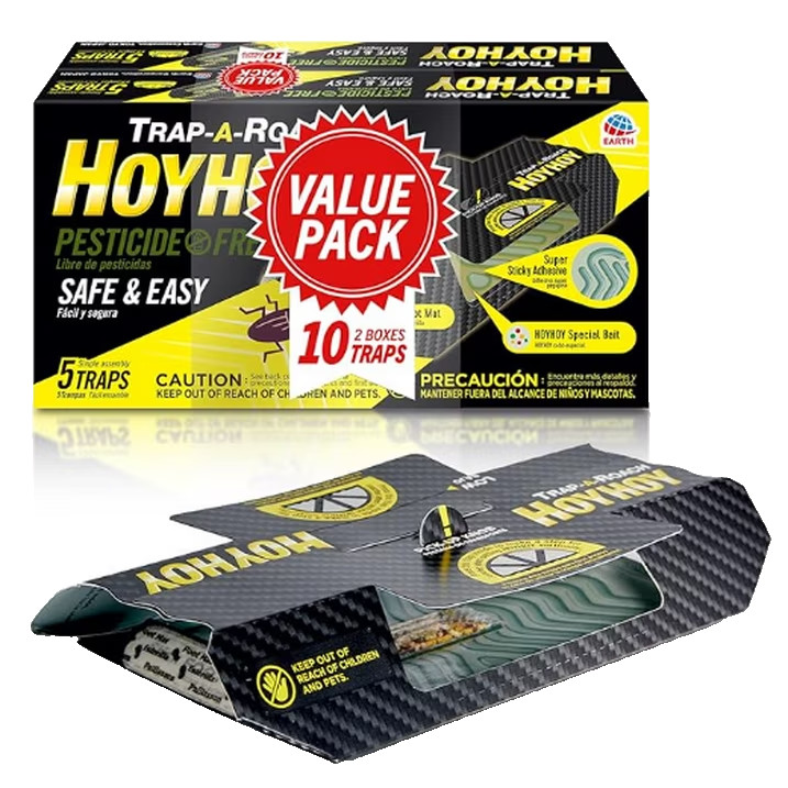 HOYHOY Trap-A-Roach, 5 Traps Per Box, (2 Boxes) - 10 Total Traps