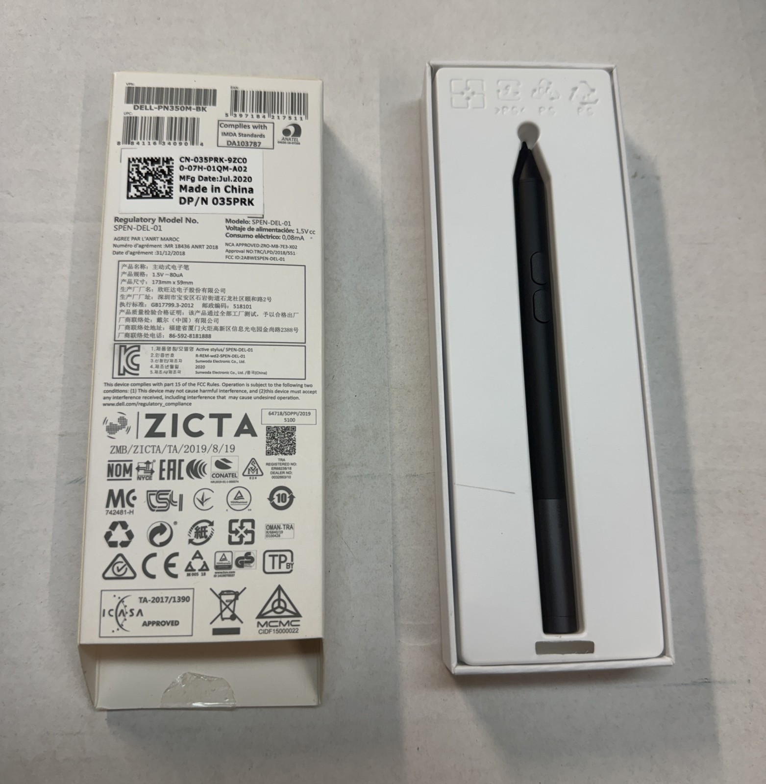 Dell Premium Active Pen PN350M Stylus Black OEM Box Untested As-Is