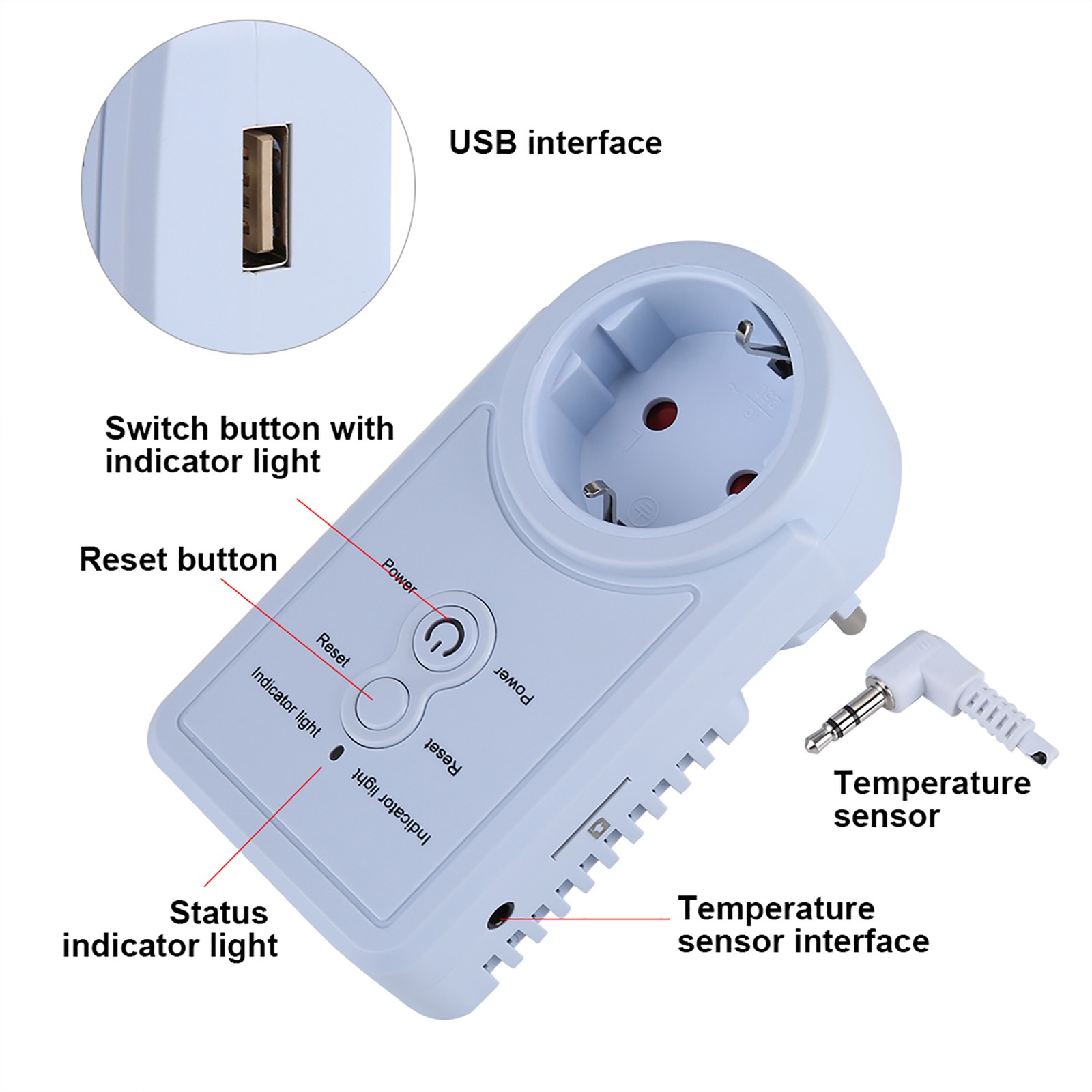 Hot Smart GSM Power Outlet Plug Socket With Temperature Sensor SMS Command