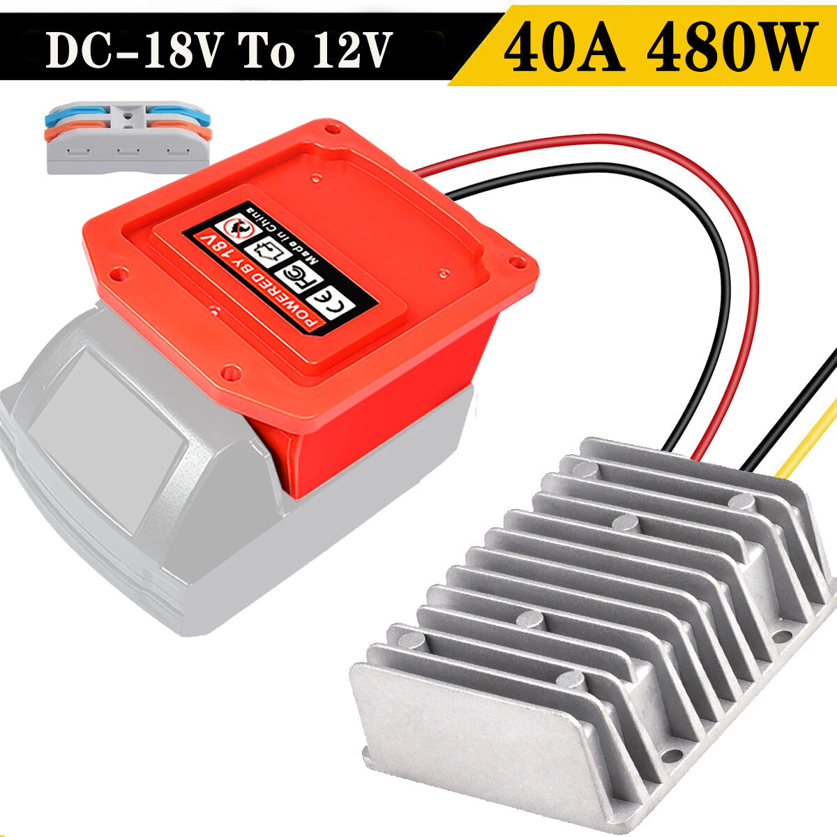 40A 480W Step Down DC 18V To 12V Voltage Regulator DIY Adapter For Milwaukee