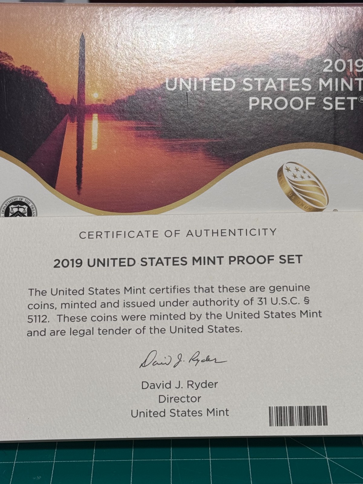 2019 S Clad Proof Quarter Set DCAM PROOF NO BOX OR COA
