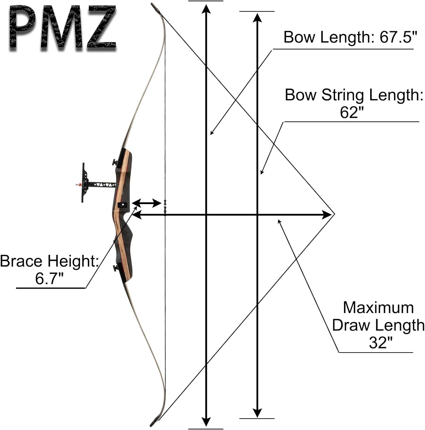 PMZ 149cm 16 Strands Replacement Bow String for Recurve & American Traditional