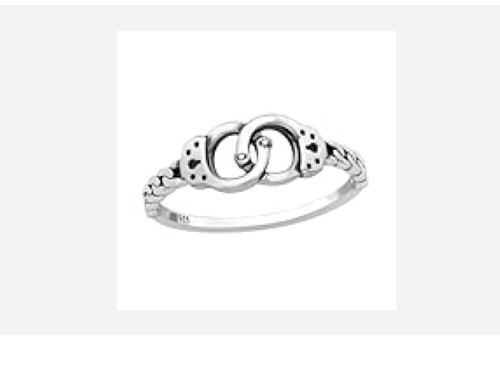 Handcuff silver toe ring