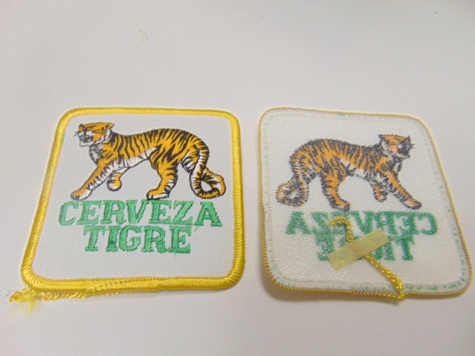 PATCH SEW ON OLDER CERVEZA TIGRE 3 INCH SQUARE