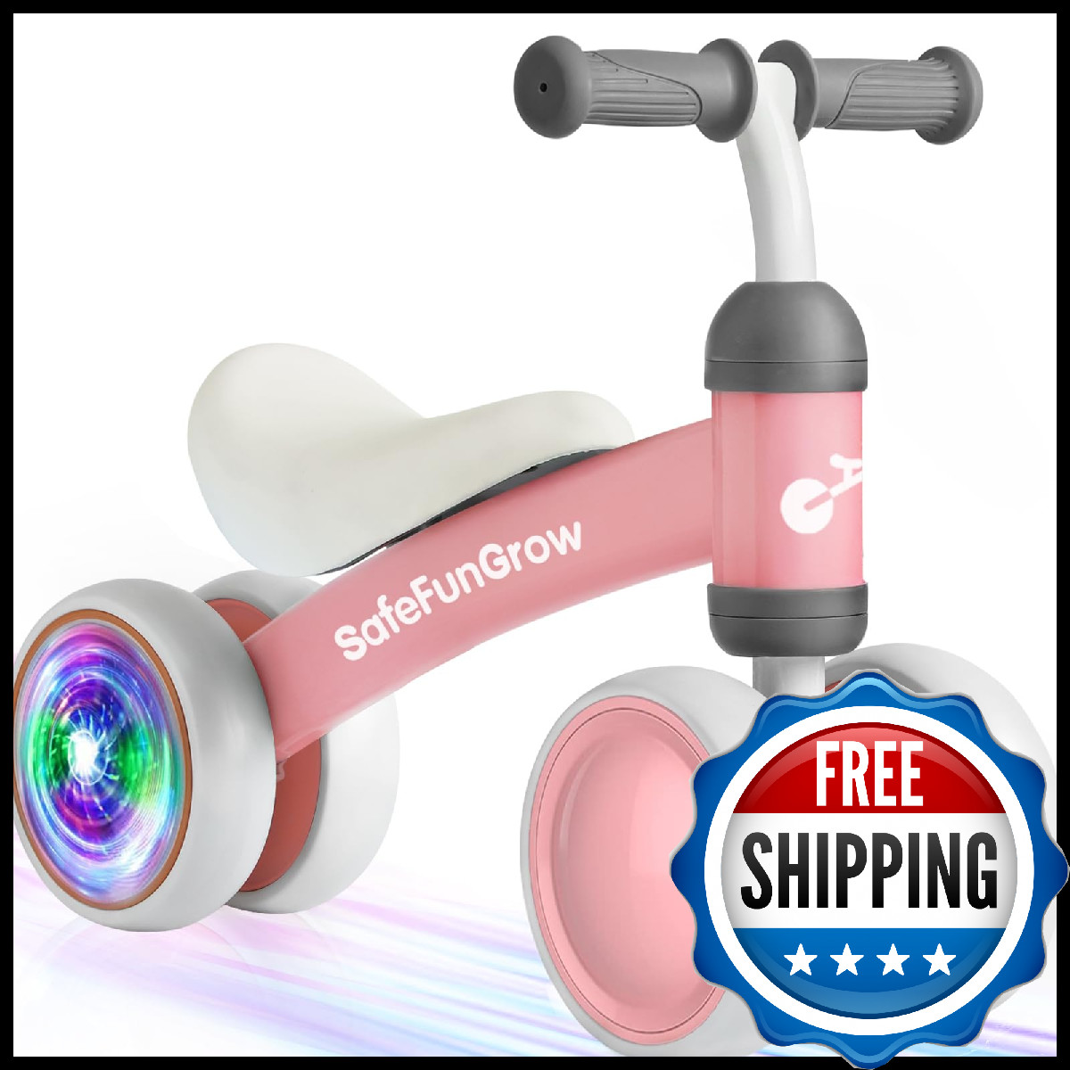 Colorful Lighting Baby Balance Bike Toys for 1 Year Old Girl Gifts, Balance Bike
