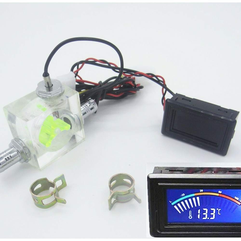 1 Set Thermometer Digital Pointer 3 Way FlowMeter for Water Cooling Liquid Co...