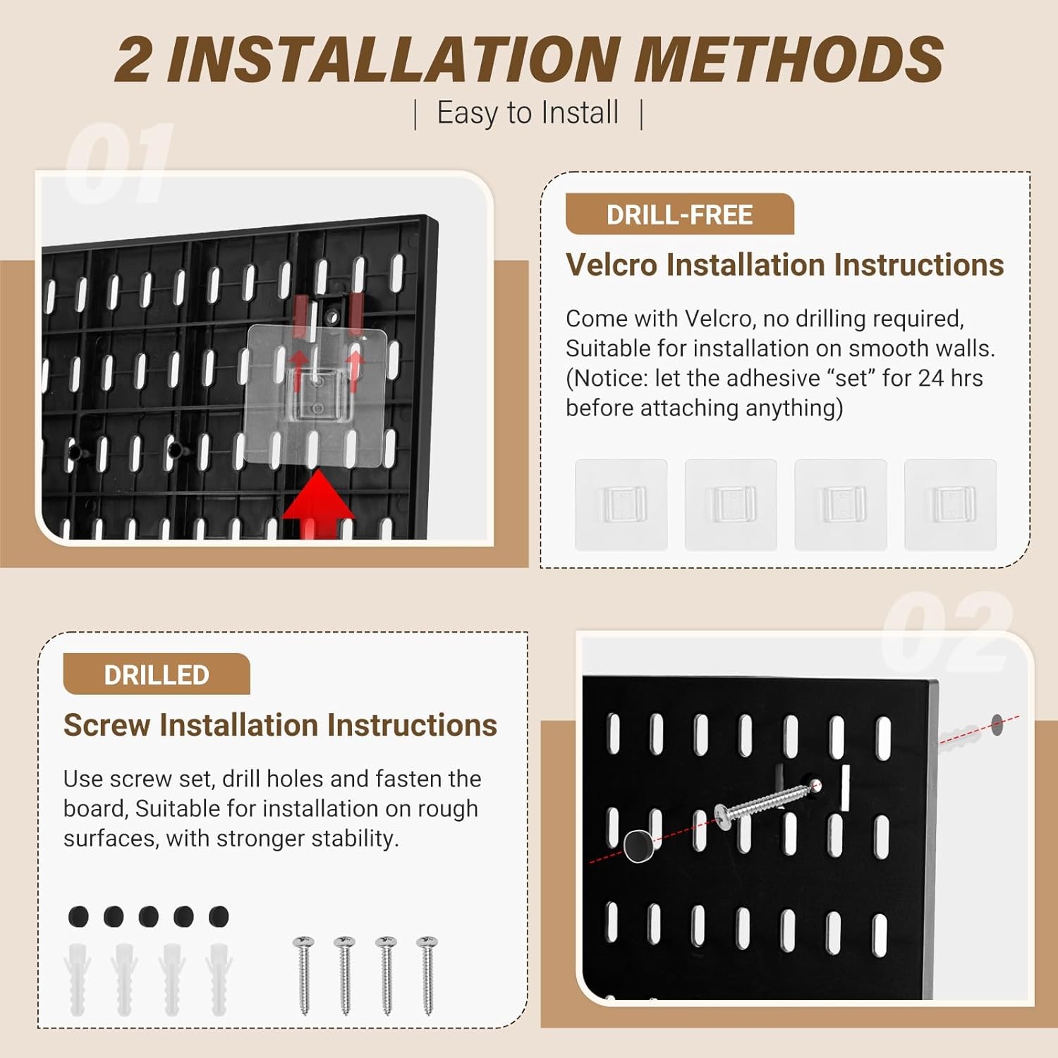 4 Pack Pegboard Shelves Wall Organizer Peg Board Shelf Brackets for Home Office