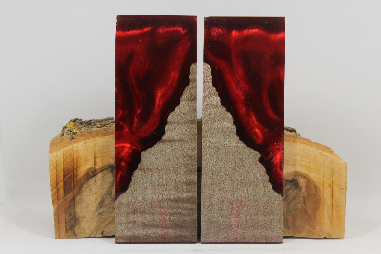 HYBRID STABILIZED MAPLE RED CUSTOM COMPOSITE KNIFE HANDLE MATERIAL (8257)