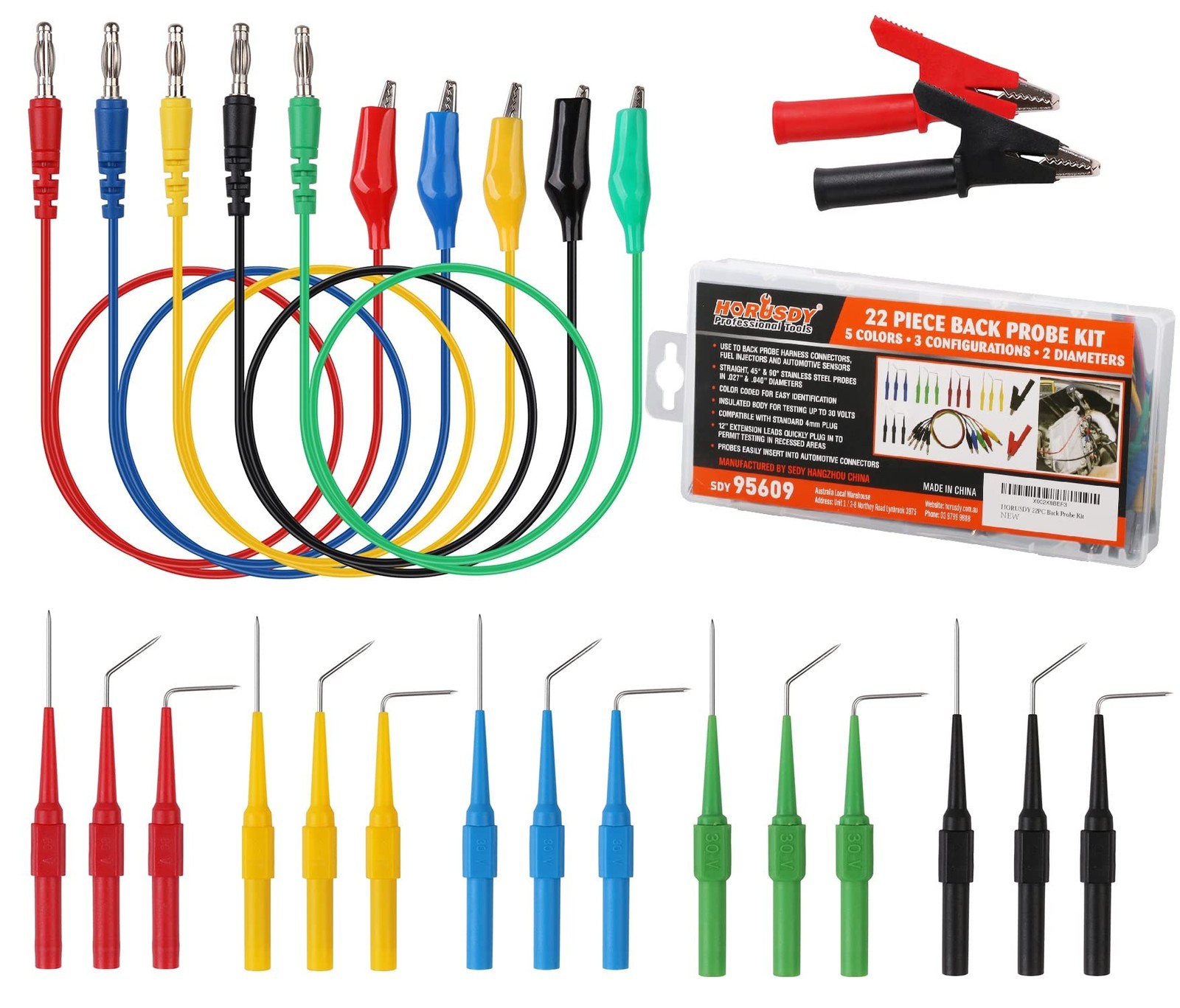 22PCS Back Probe Pin Kit, Electrical Test Probes for Multimeter & Auto