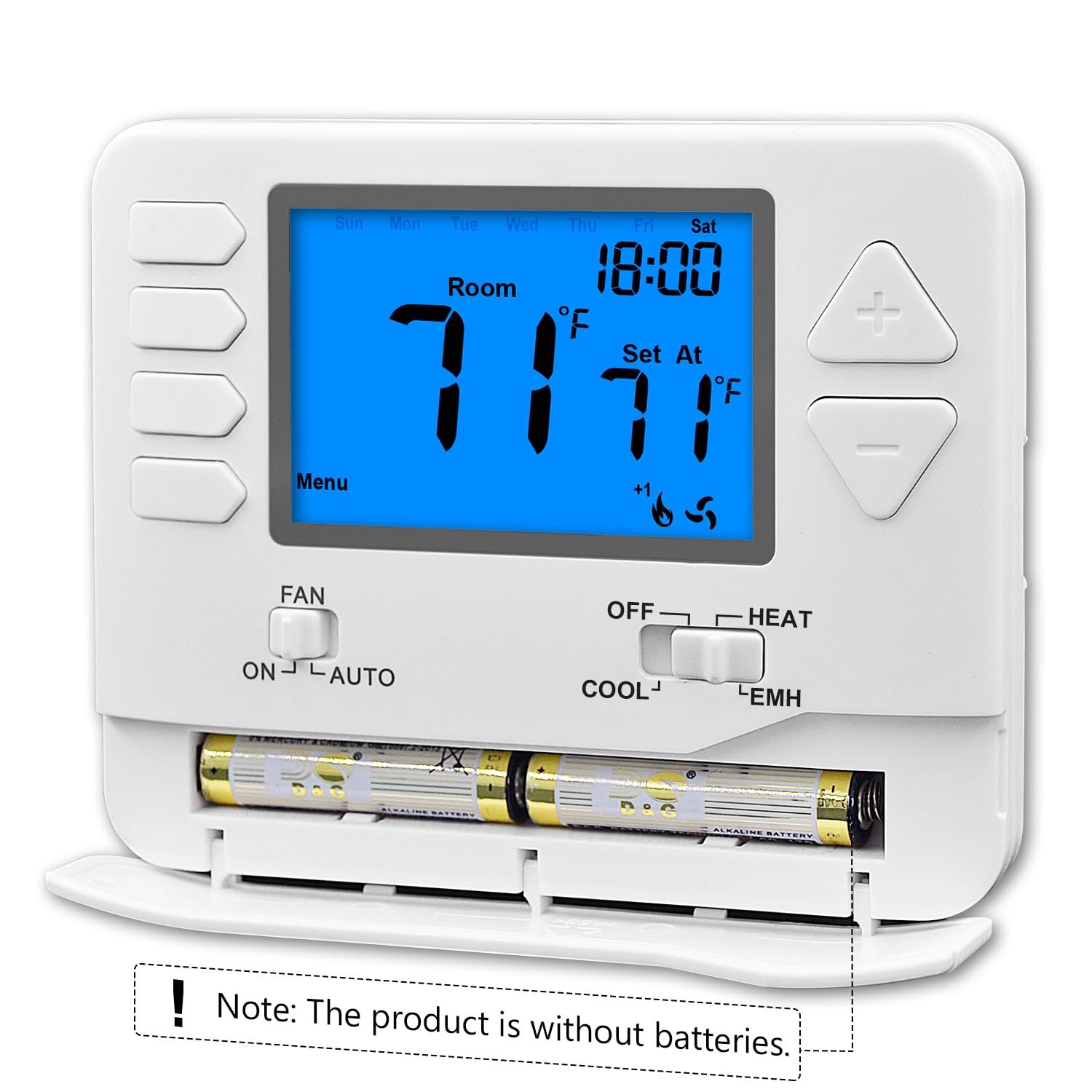 Suuwer Non-Programmable Heat Pump Thermostat for Off-white ( Blue Backlight )