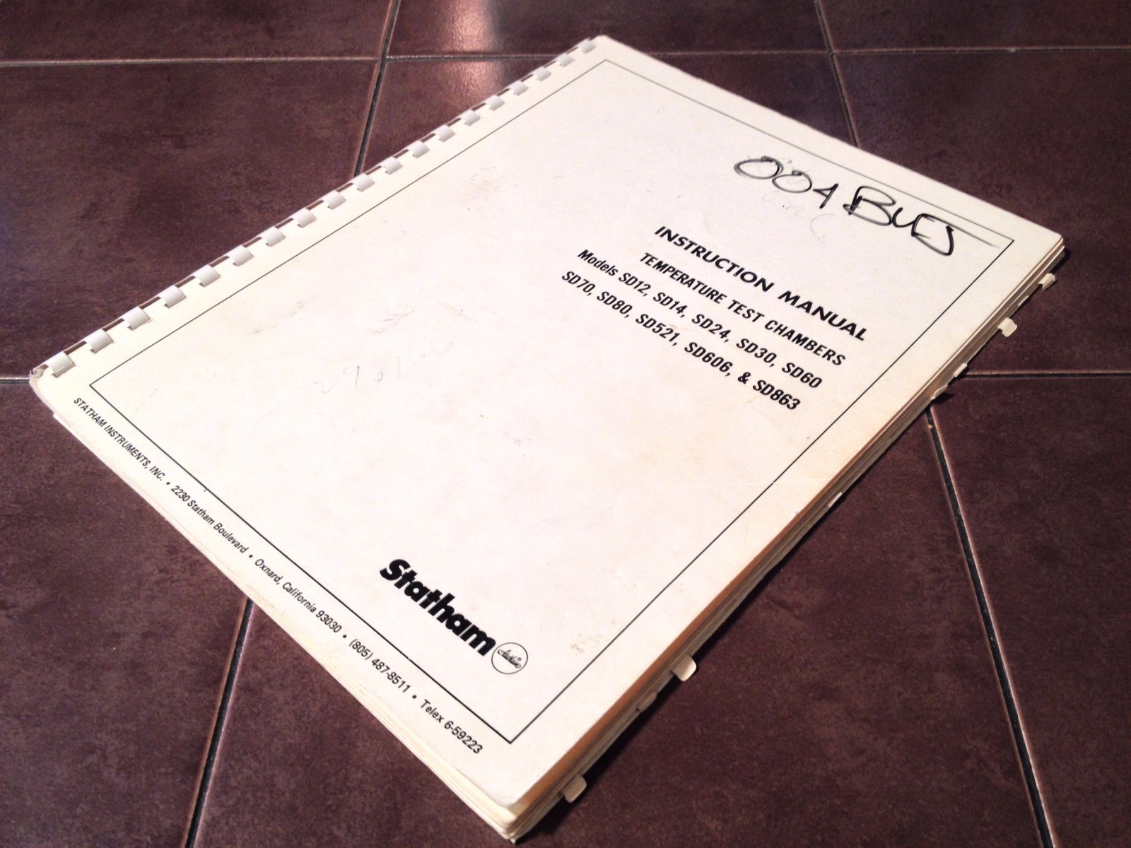 Statham SD12 SD14 SD24 SD30 SD60 SD70 SD80 SD521 SD606 SD863 Instruction Manual