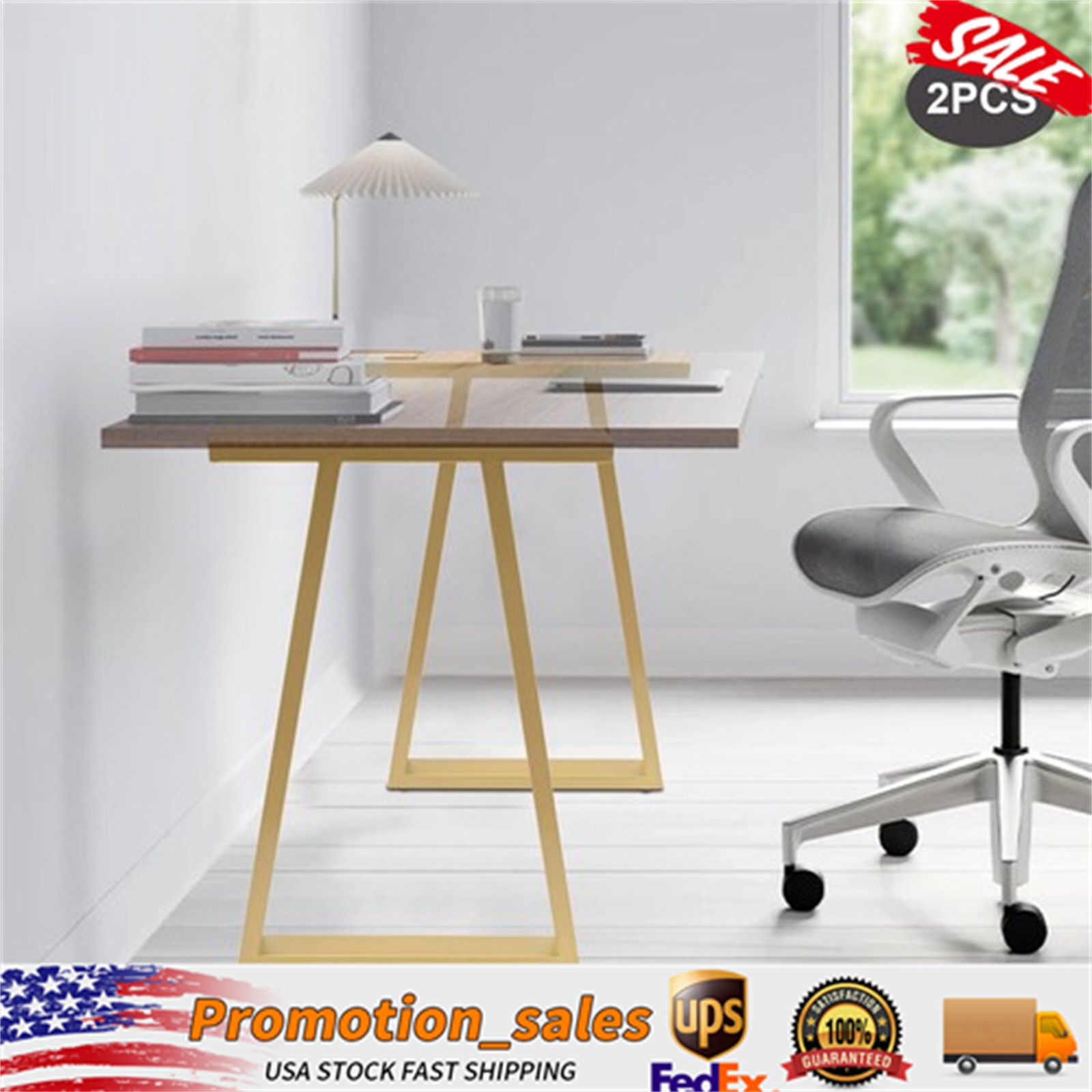 Pair 28 Inch Trapezoid Metal Gold Table Legs Furniture Legs Office Table Legs