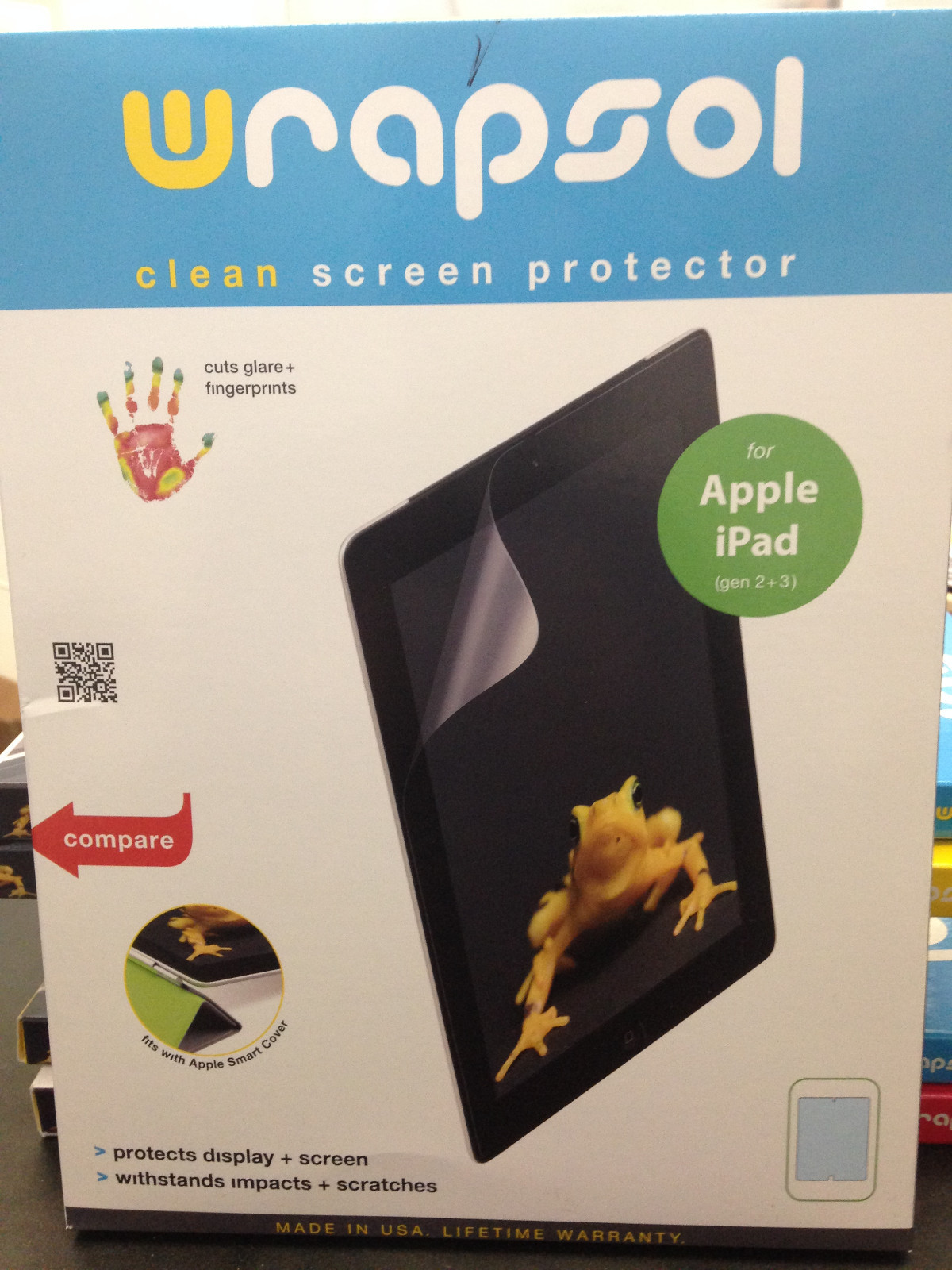 WRAPSOL-CMPAP011-SO Clear Anti-Smudge Screen Protector Film for iPad gen 2&3,NEW
