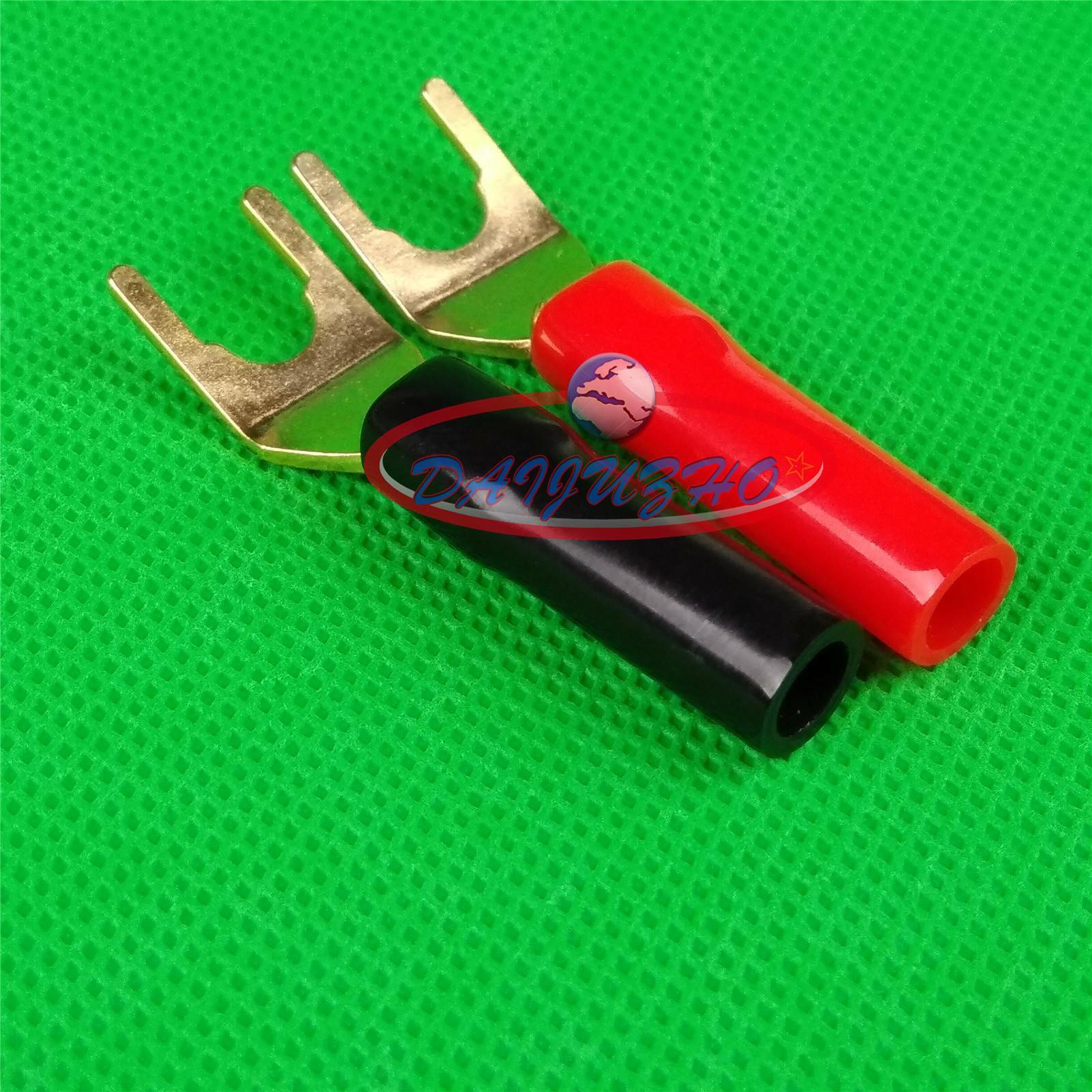 New 2PCS Terminal Audio Cable Fork Spade Plug Connector Binding Posts