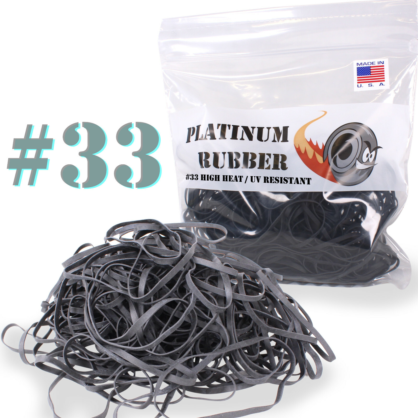 1LB Black UV #33 Rubber Bands USA Bulk Lot Large Angler Fishing Lure 3.5" 1/8
