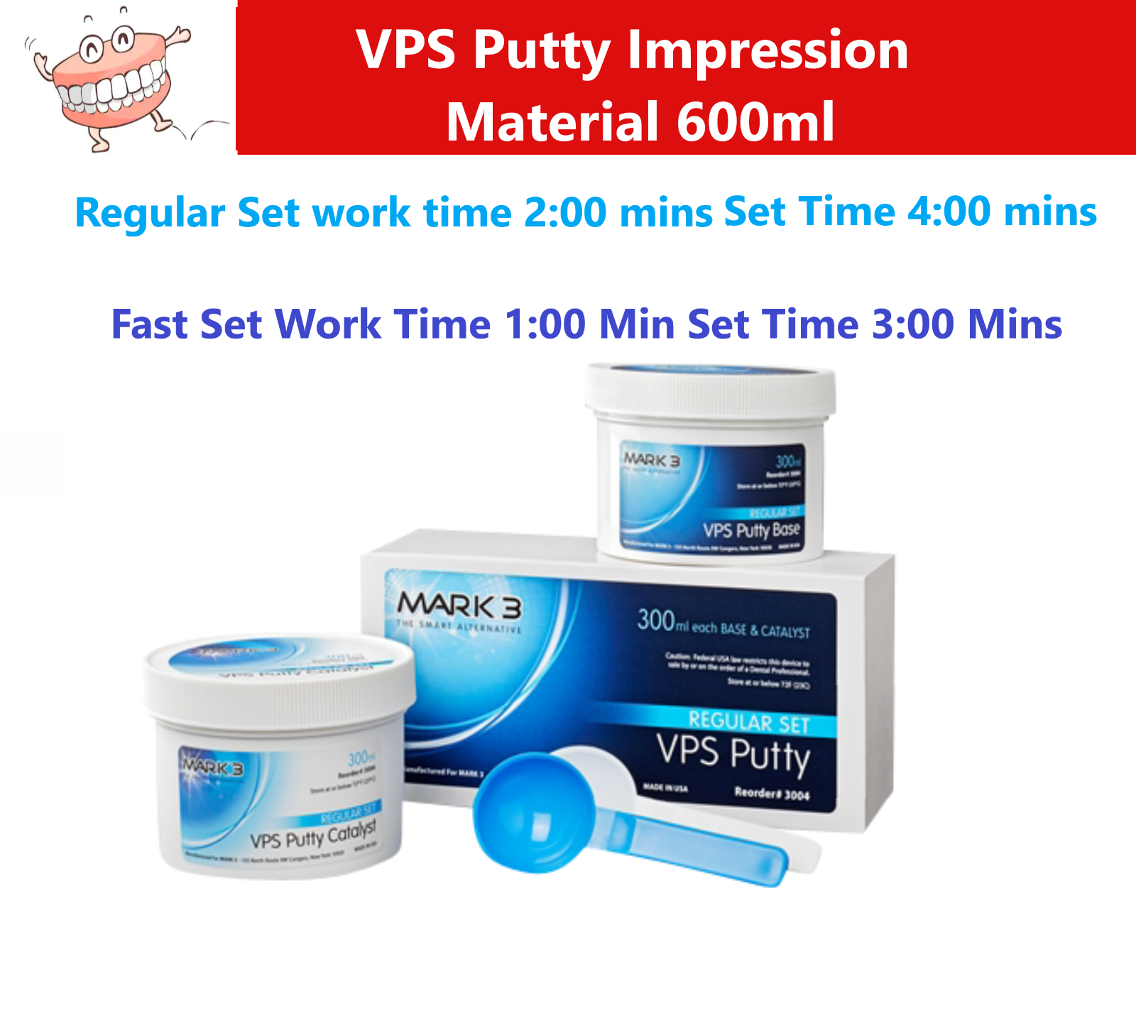 2 JARS MARK3 Express PUTTY FAST Set VPS PVS Dental Impression Base & Catalyst