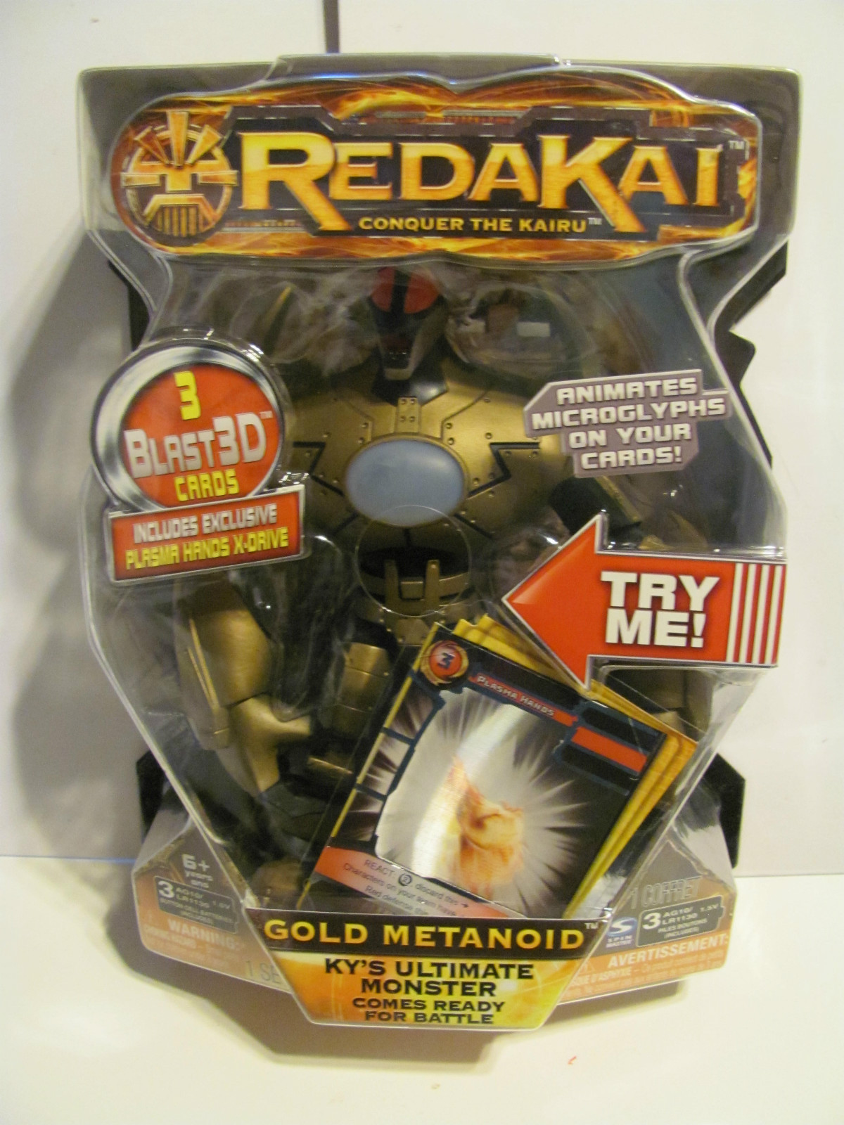 Redakai Conquer the Kairu   3 Blast3D Cards Gold Metanoid   AGes 6+  New in Box