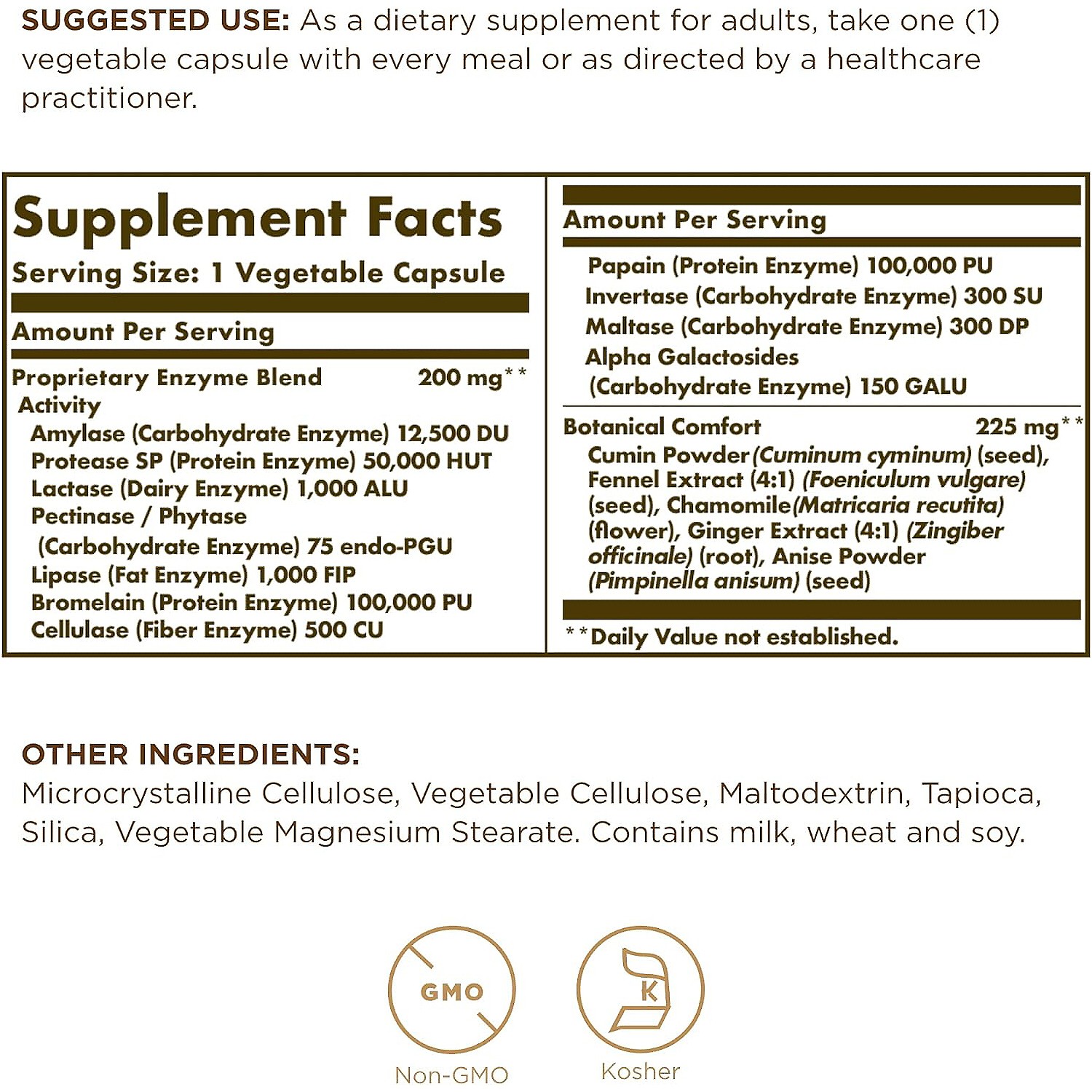 Solgar Comfort Zone Digestive Complex,Enzymes4Digestive Process,90VegCaps