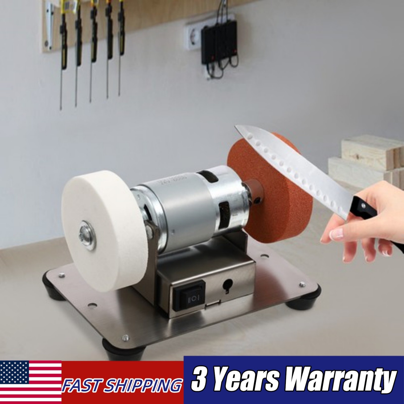 Electric Benchtop Sander Small Grinder Adjustable Variable Speed Table Grinder