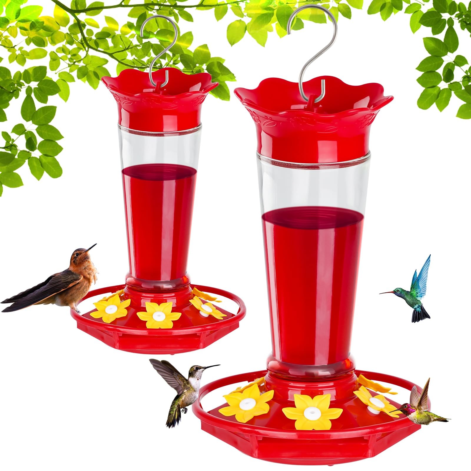 Gbekery Glass Hummingbird Feeders for Outdoors Hanging Ant and Transparent