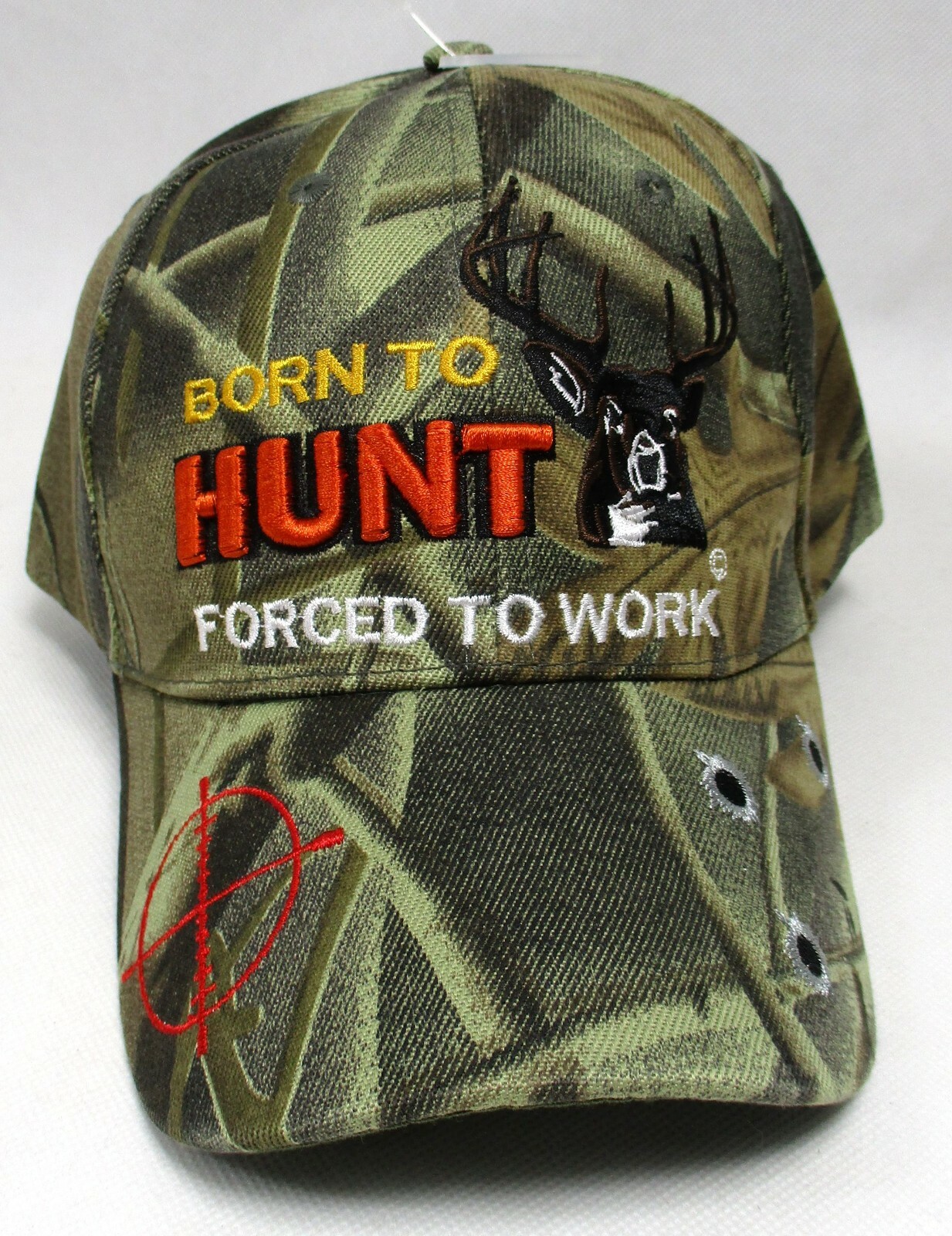 Born To Hunt Forced To Work Deer Hunter Cap Hat Buck Hunting Outdoor Camo Black