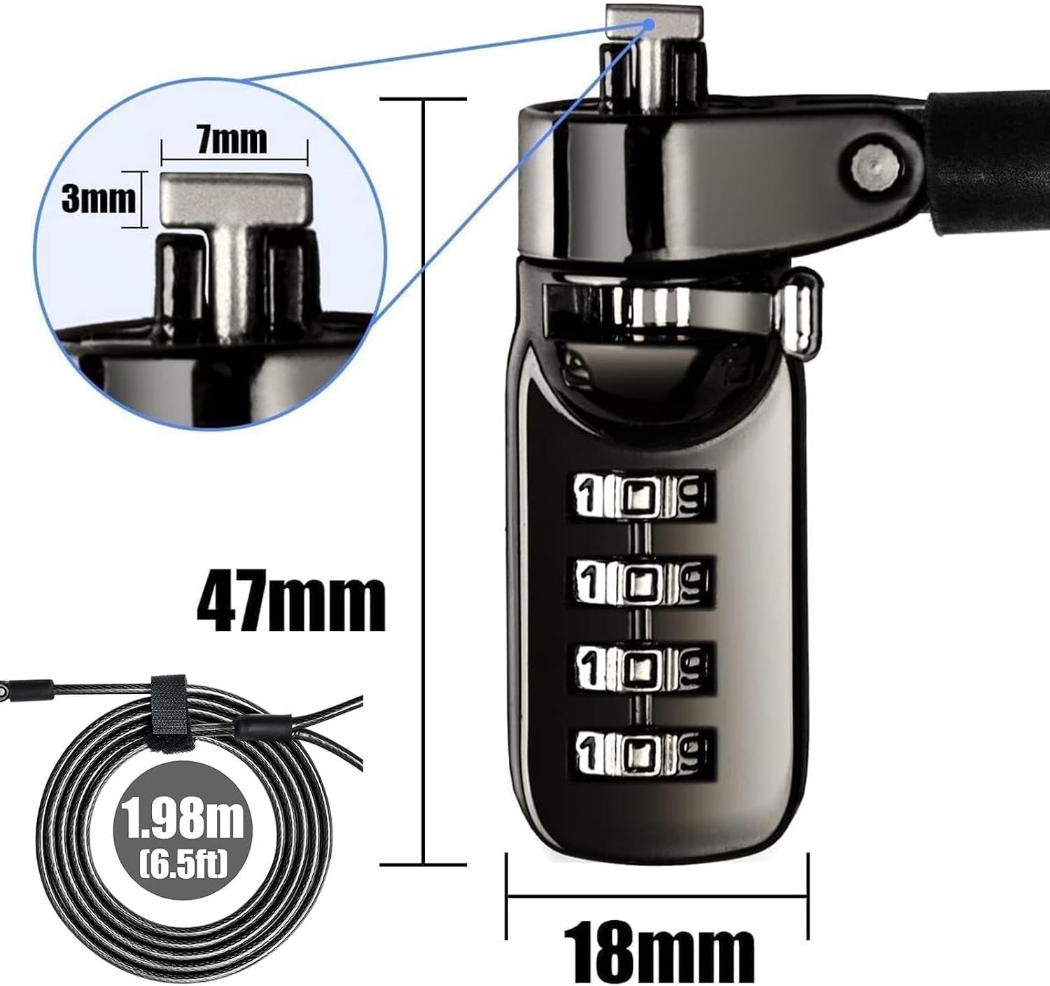 I3C Laptop Cable Lock 4 Digital Combination (8Pack)