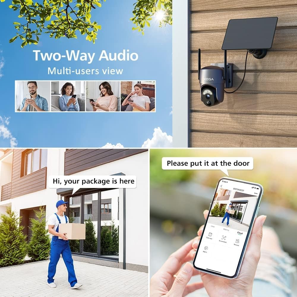 Xega Security Camera Wireless 1 Count (Pack of 1), 1-Pack with Solar Panel