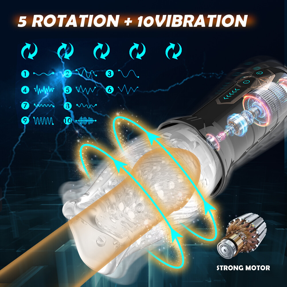Masturbaters Automatic Handsfree Male Rotating Cup Vibrating Stroker Lubricants