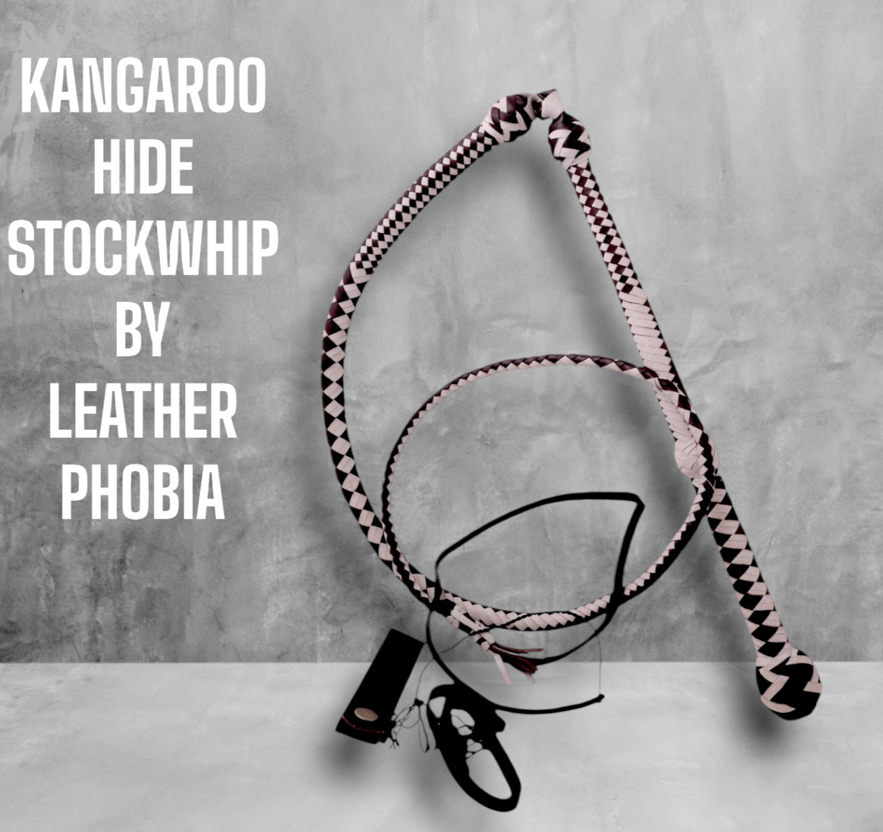 5.5 Ft Stock whip, 12 Plaited Genuine kangaroo hide Leather,Heavy Duty Stockwhip