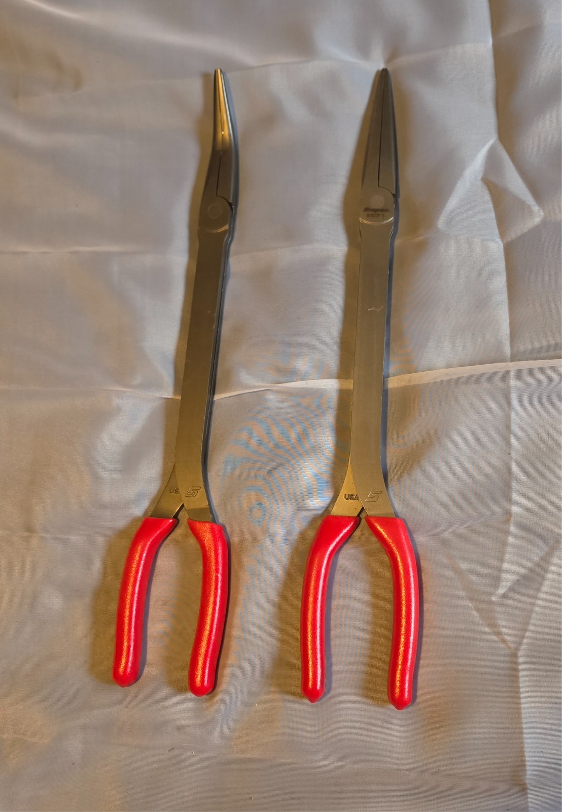 Snap-on 15" Long-Neck Needle Nose Pliers & 35° Bent Talon Grip (red) NEW!!!