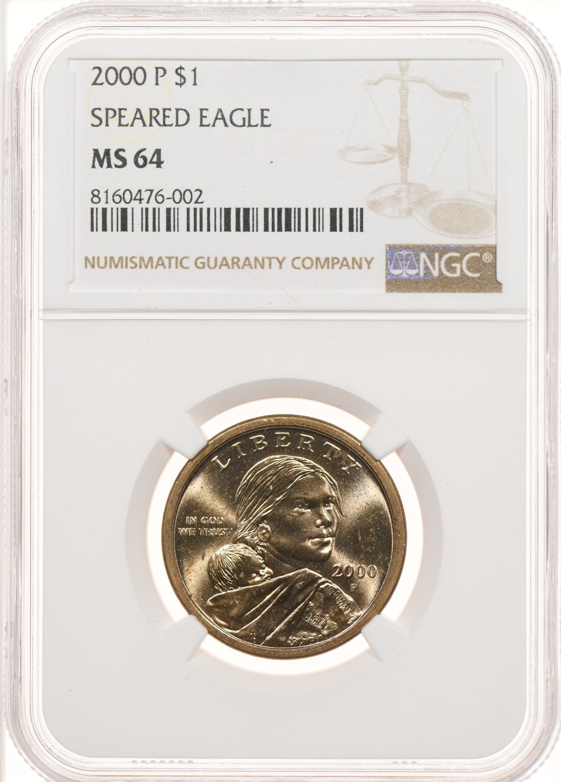 2000-P SAC$1 NGC MS64 Speared Eagle FS-901 Sacagawea Dollar Wounded Variety
