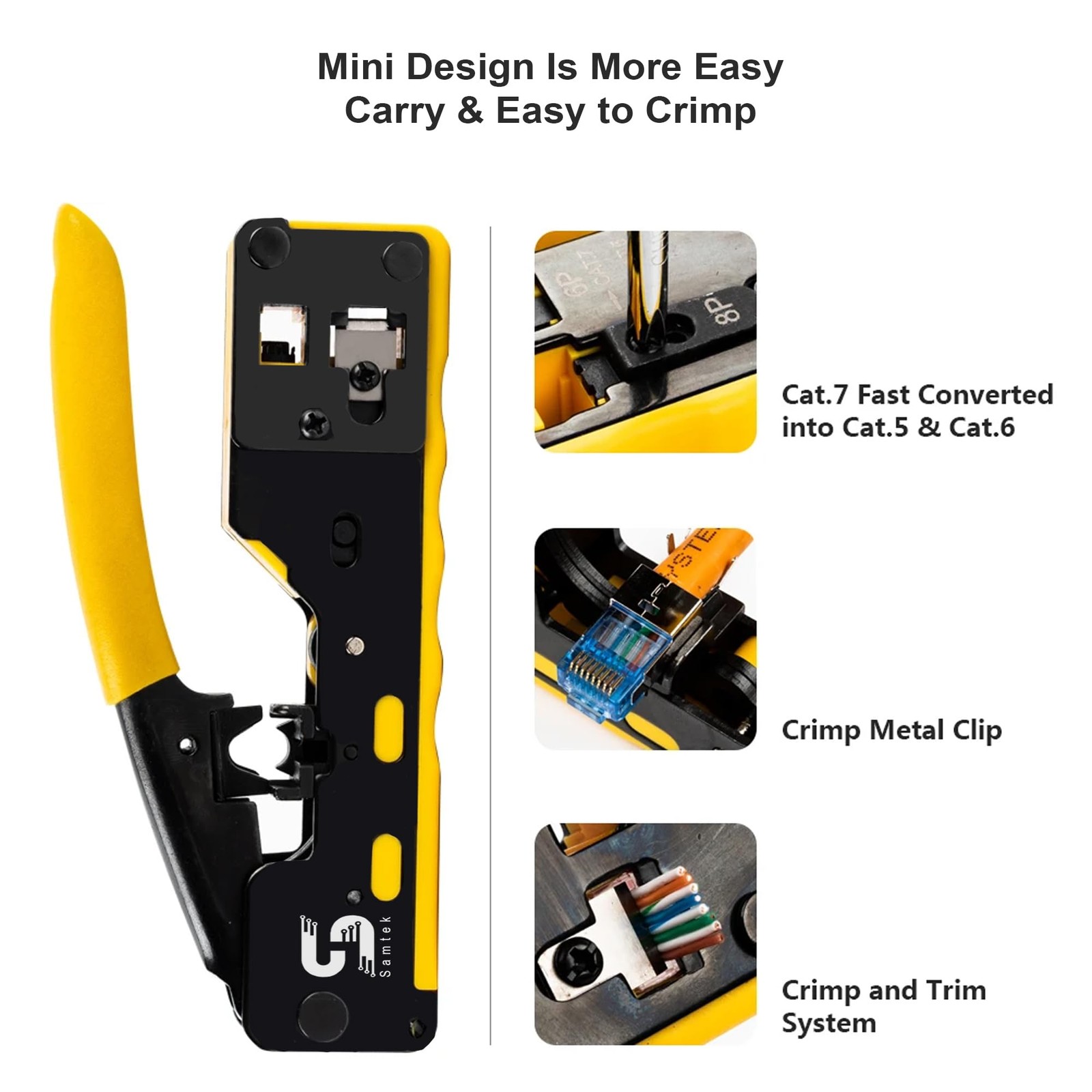 RJ45 Ethernet Passthrough Crimper Tool Pass Through Crimping, All in One Crim...