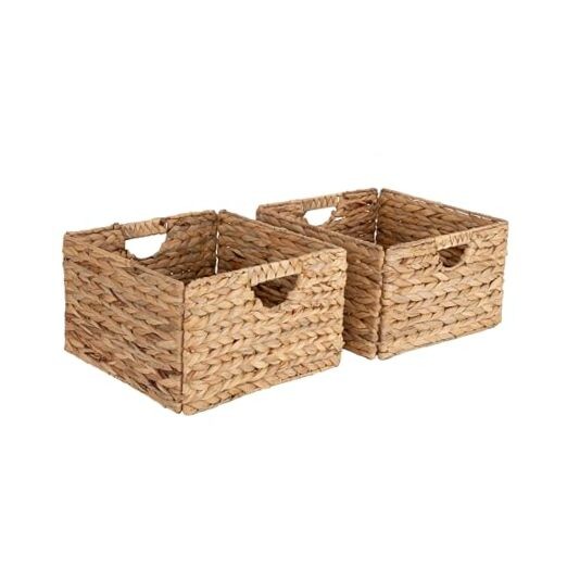 Premium Natural Handwoven Portable Rectangular (2-Pack) Natural Water Hyacinth