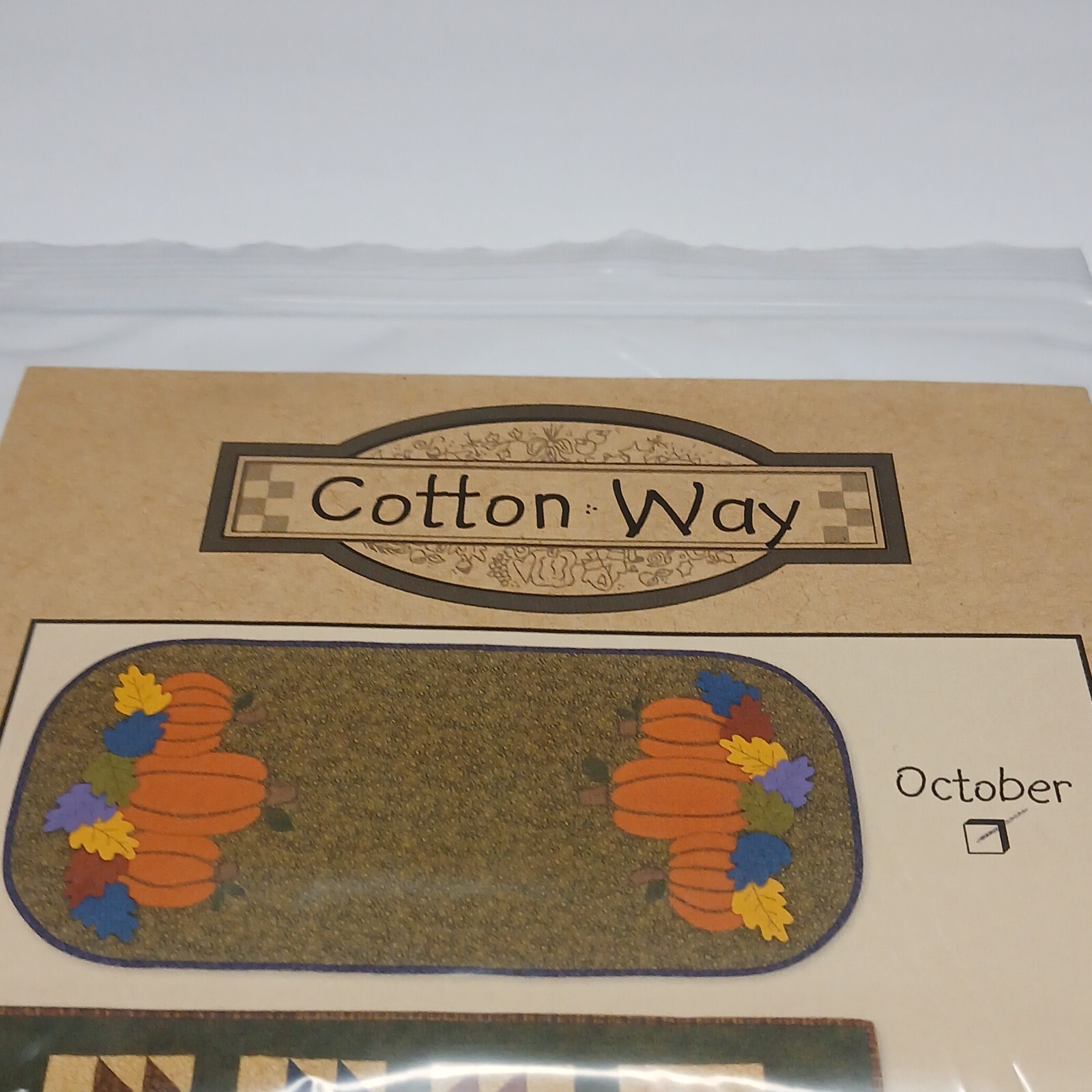 Cotton  Way October Table Runner Of The Month 20" x 42" Pumpkin Themed VTG 2003