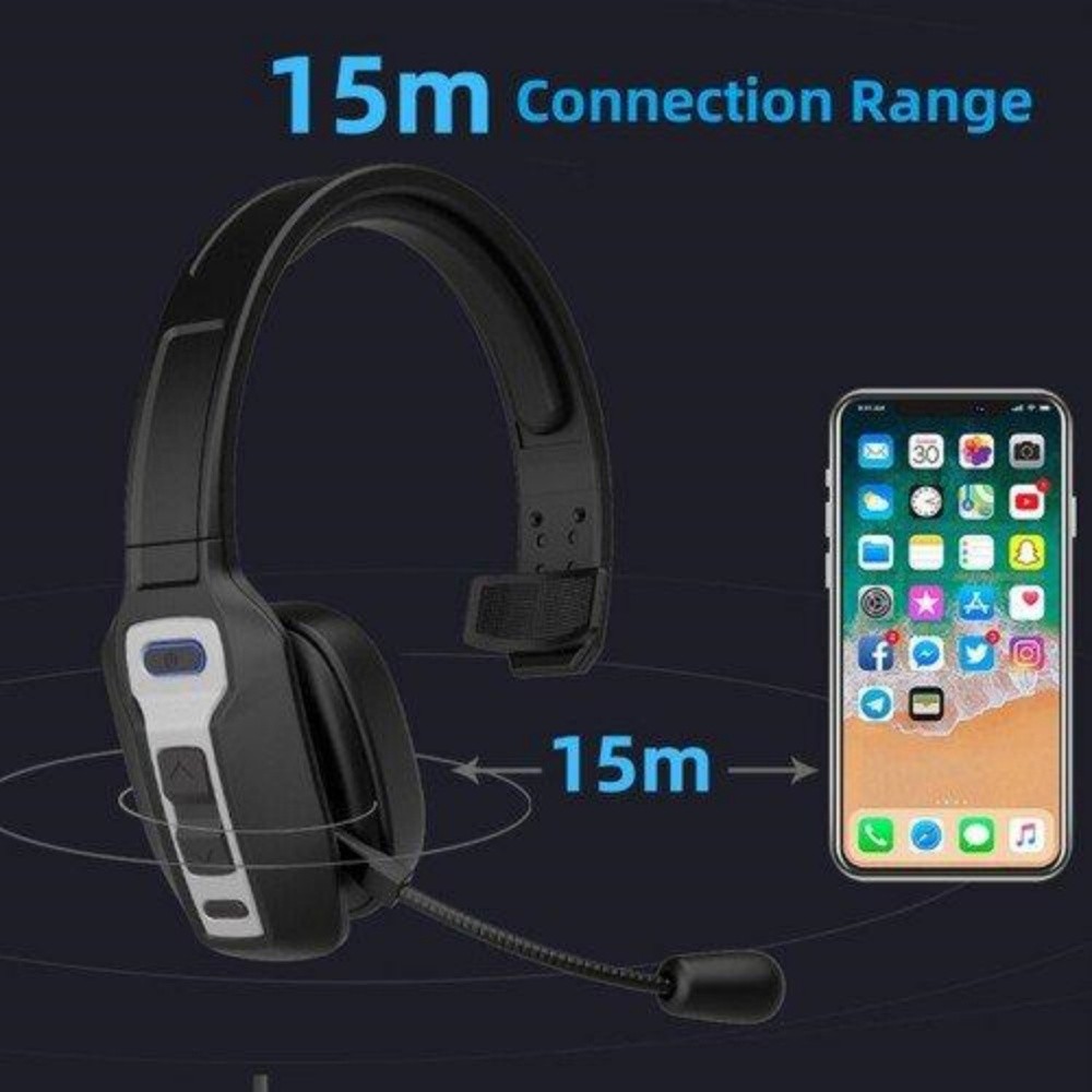 Wireless Trucker Bluetooth Headset with Microphone, for Home Office Remote Work