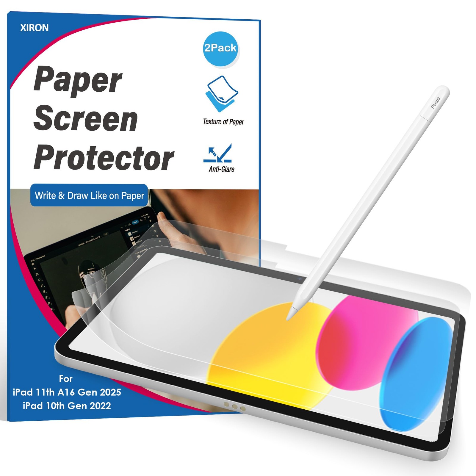 2 Pack Paper Screen Protector for iPad A16 11th Gen 2025/10th Generation 2022...