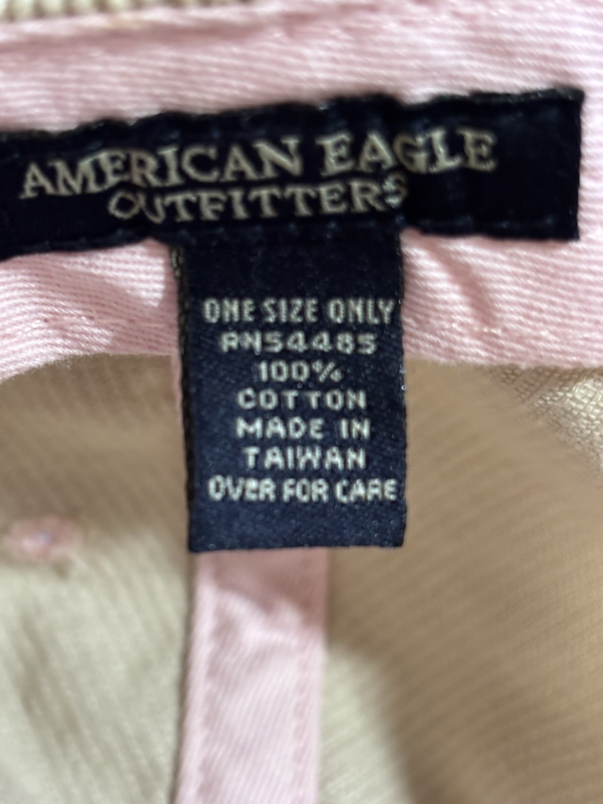 American Eagle Tan Corduroy Baseball Cap Adjustable 1 Size Embroidered Logo EUC