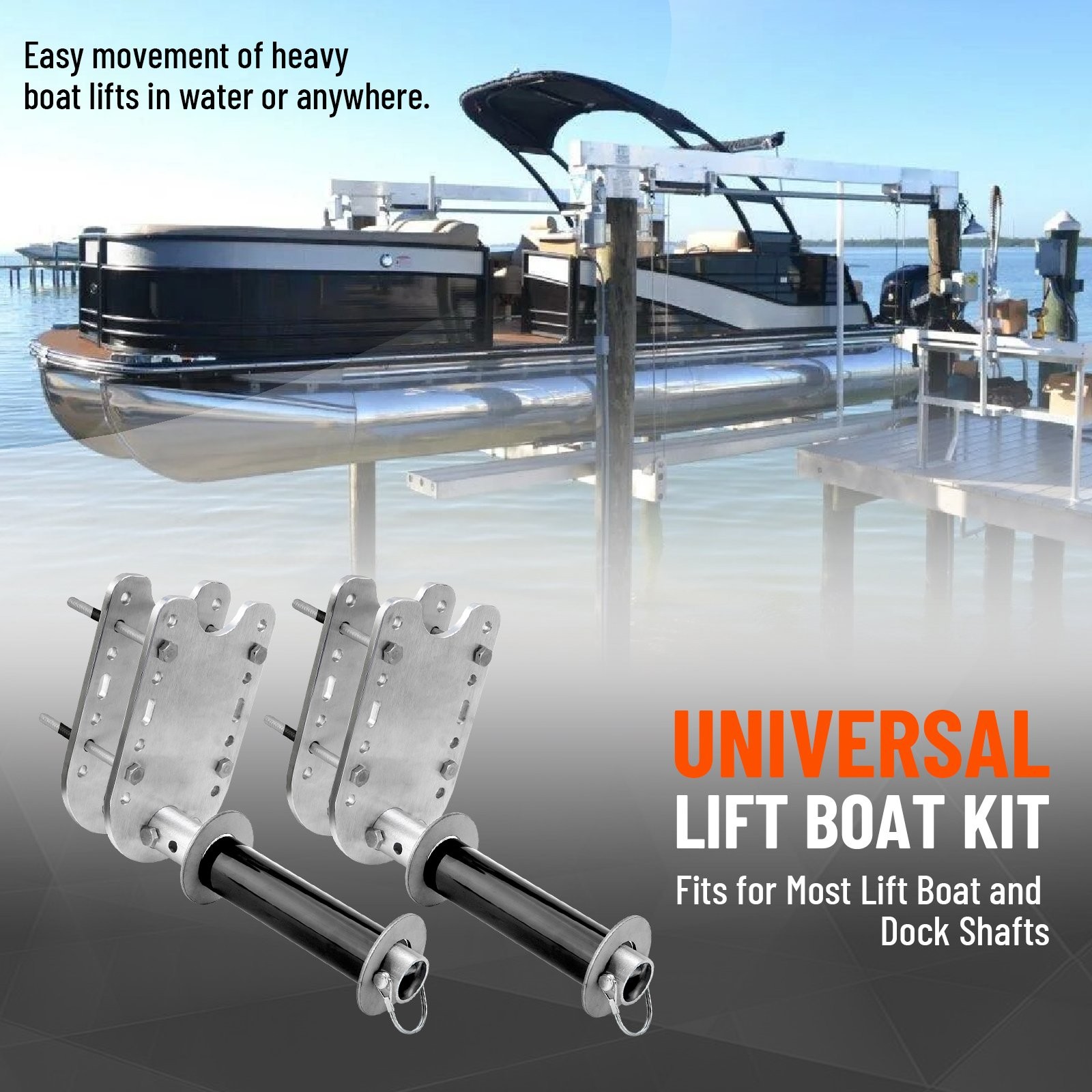 Pack of 2 Aluminium Boat Lift Wheel Kit, Adjustable Boat Lift Wheel Bracket NEW