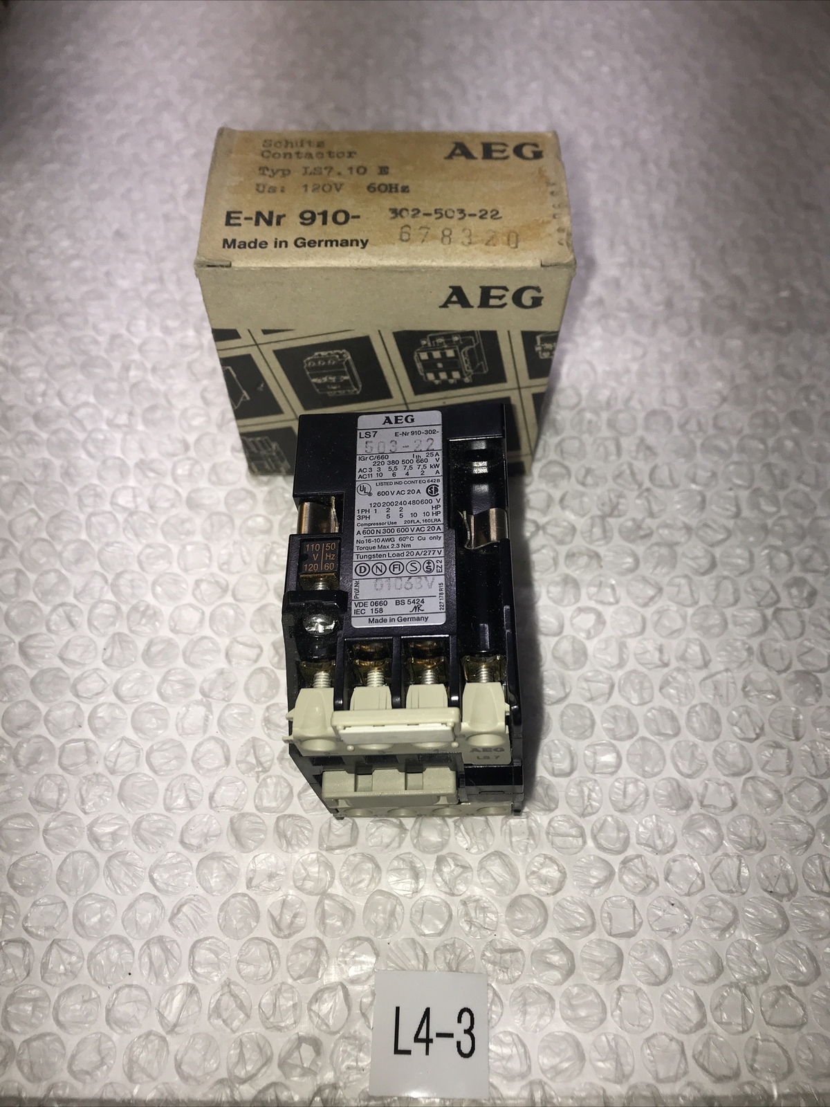 **AEG SCHUTZ CONTACTOR NEW OPEN BOX 910-302-503-22  110 V 120#
