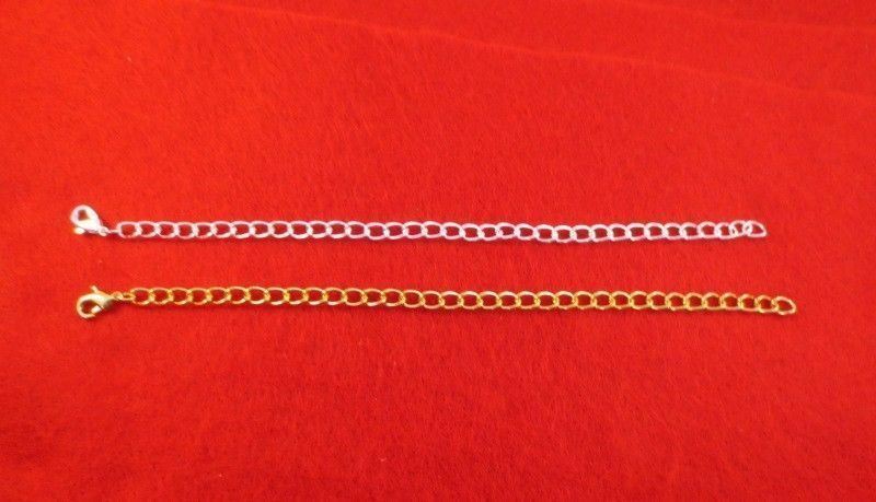 3 INCH GOLD & SILVER PLATED 4.8MM NECKLACE EXTENDER W/ LOBSTER CLAW SET