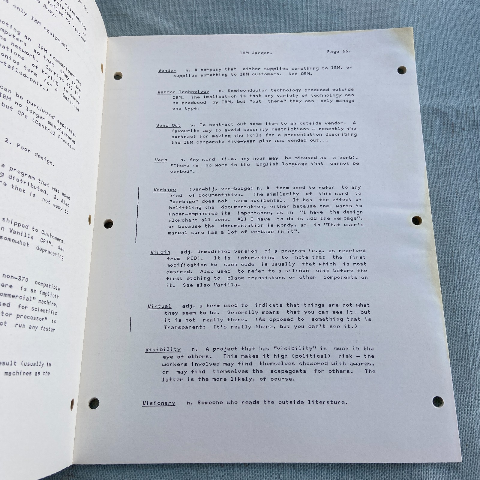 IBM Internal Document Jargon General Computing Dictionary Manual 6th Ed. 1983