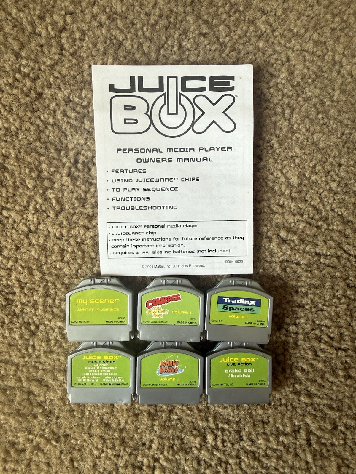Vintage Mattel Juice Box Media Chip Lot of Six with Manual Cartridges