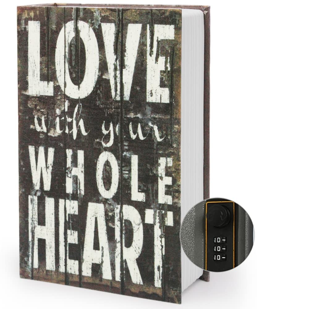 9.5x6x2.2 Inch Diversion Book Secret Safe Storage Box Combination Lock Love