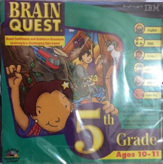 Brain Quest 5th Grade PC CD learn to read math science world school quiz game!