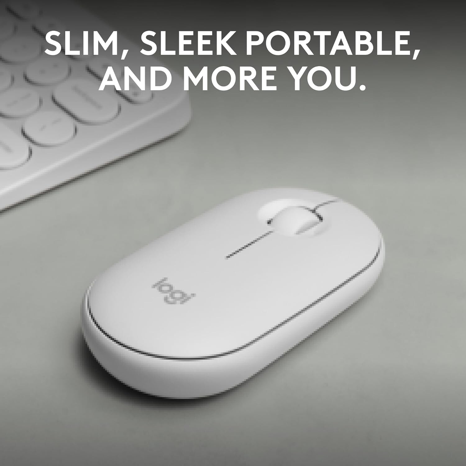 Logitech Pebble 2 M350S Bluetooth Mouse PC/MAC Portable Quiet Clicks Tonal White