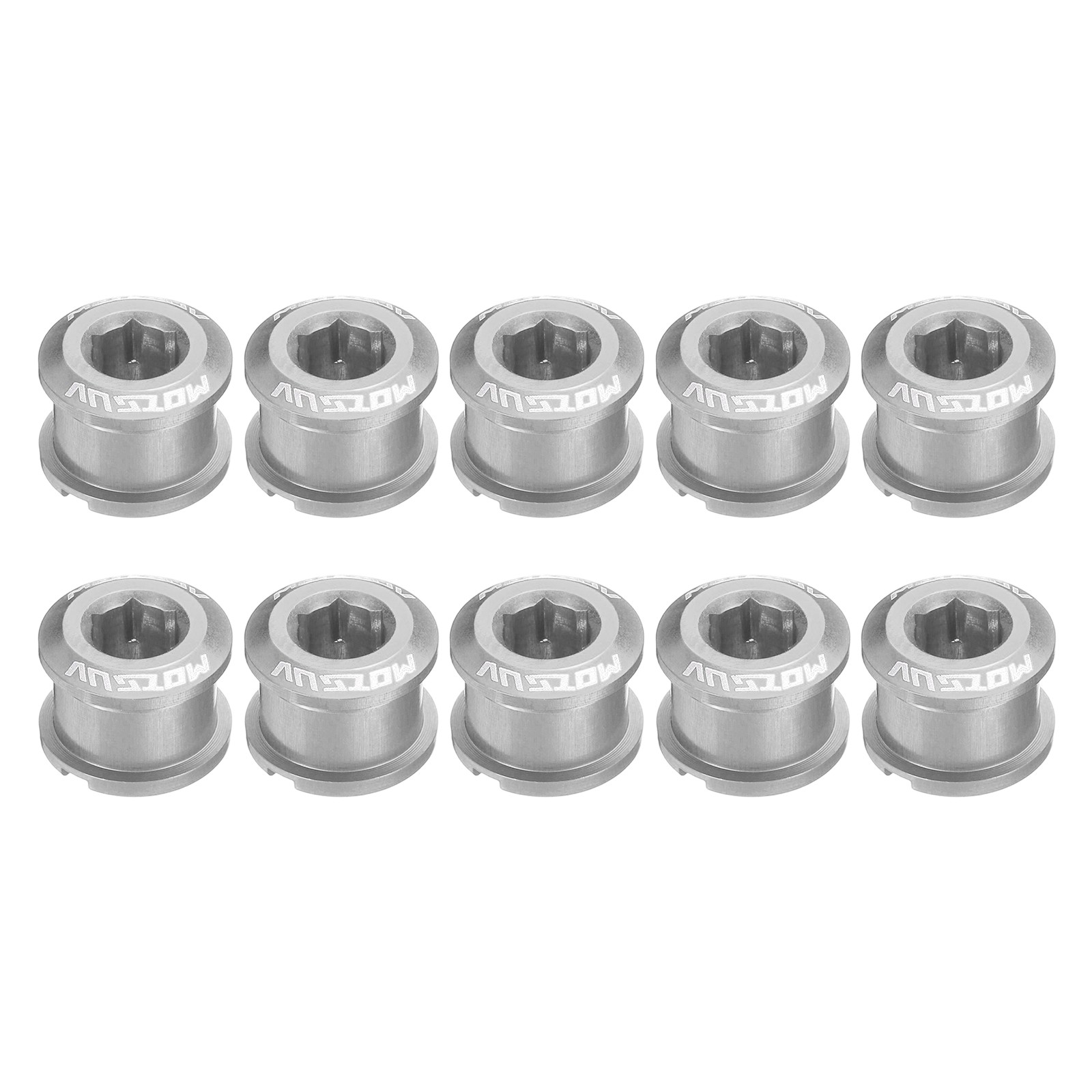 10pcs Single Chain Ring Bolts M8 Aluminum Alloy Bike Chainwheel Screws, Silver
