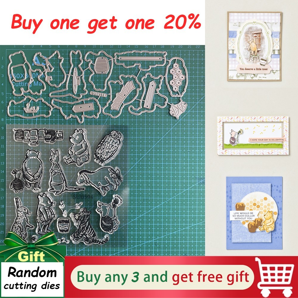 SWEET OLD FRIENDS Cutting Dies&Clear Stamps Sets,Scrapbook Paper Cards Embossing